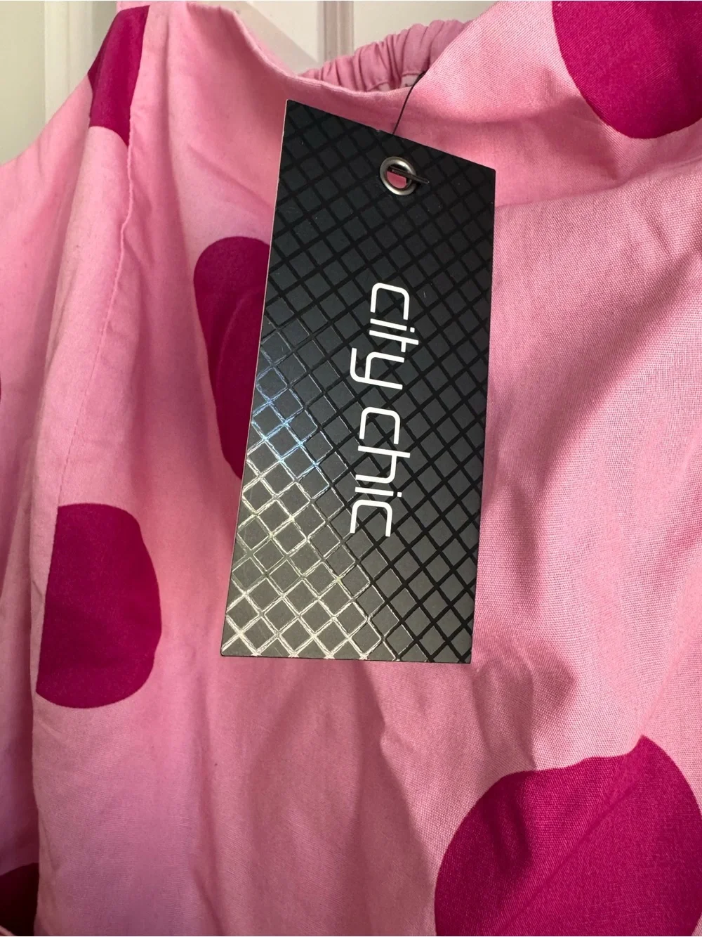City Chic Pink Polka Dot Maxi Dress with Belt - Picture 3 of 4
